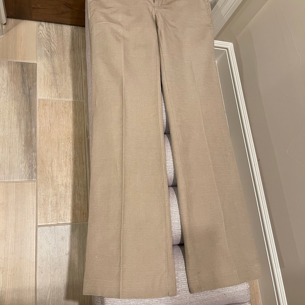 Calvin Klein Tan linen/cotton wide leg pants Sz 0